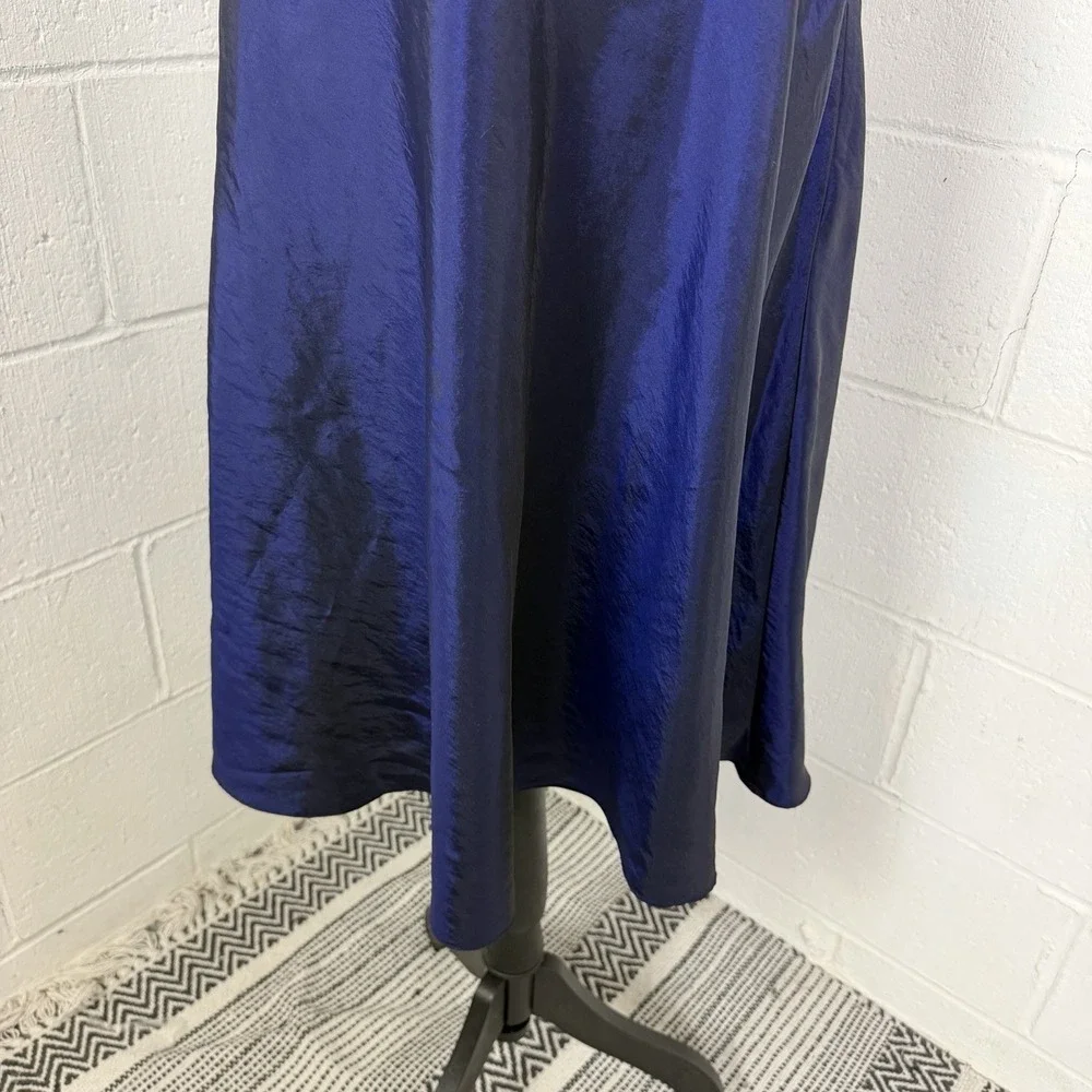 Jones NY Dress Babydoll Ruched Purple Satin Tie Halter Neck Y2K Glam Cocktail 12